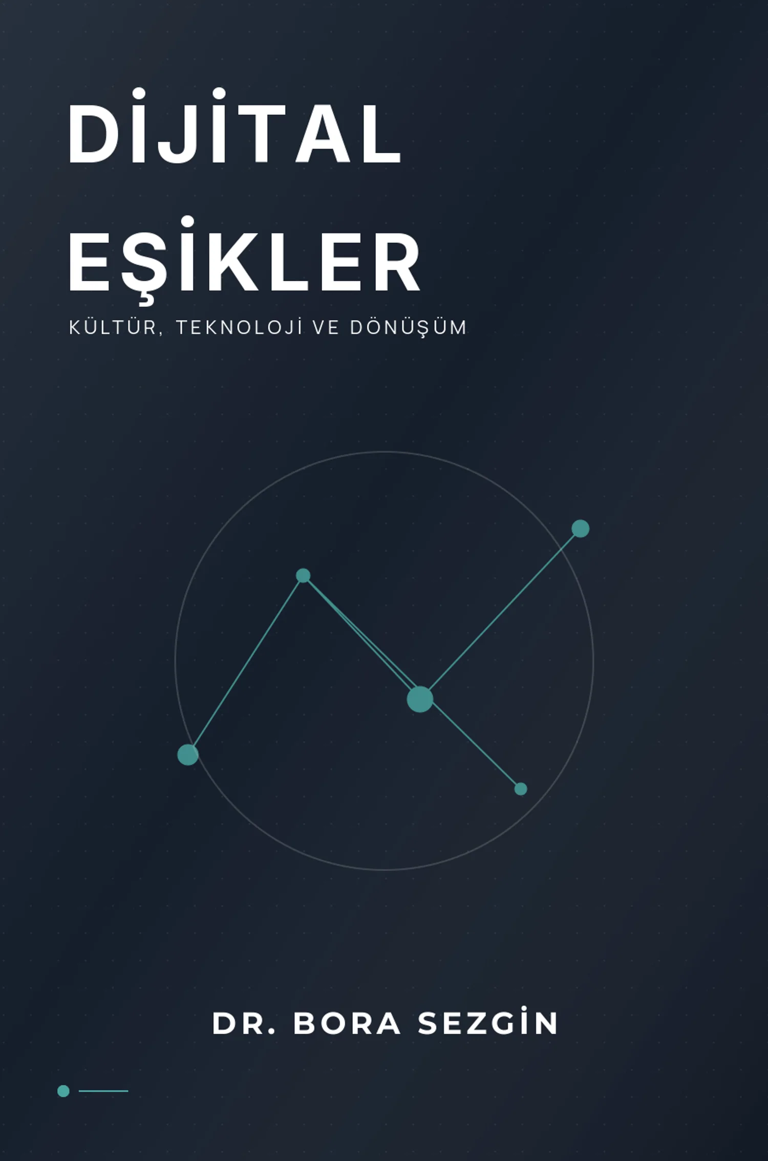 Dijital Eşikler adlı akademik kitap kapağı şablonu; lacivert zemin, geometrik kompozisyon ve okunaklı kitap başlığı